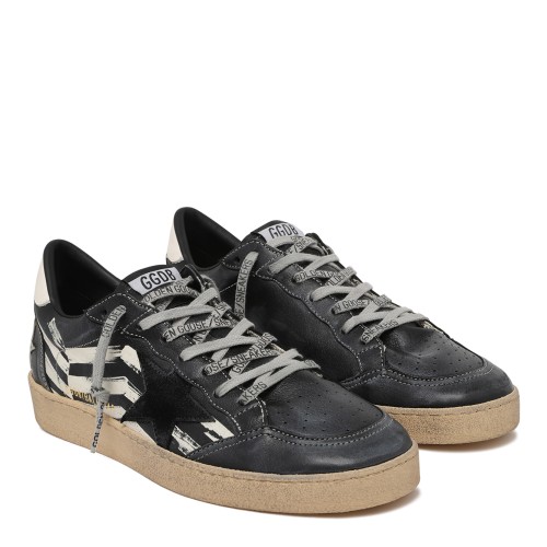 Golden Goose Ball Star Black Leather Sneakers. 2