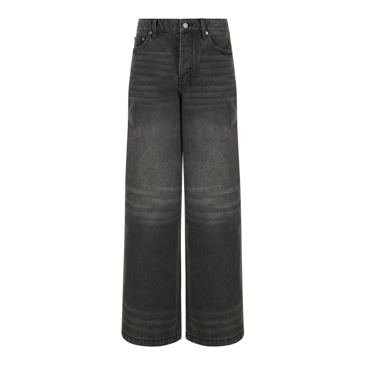 Ksubi Washed Black Wide-Leg Jeans.