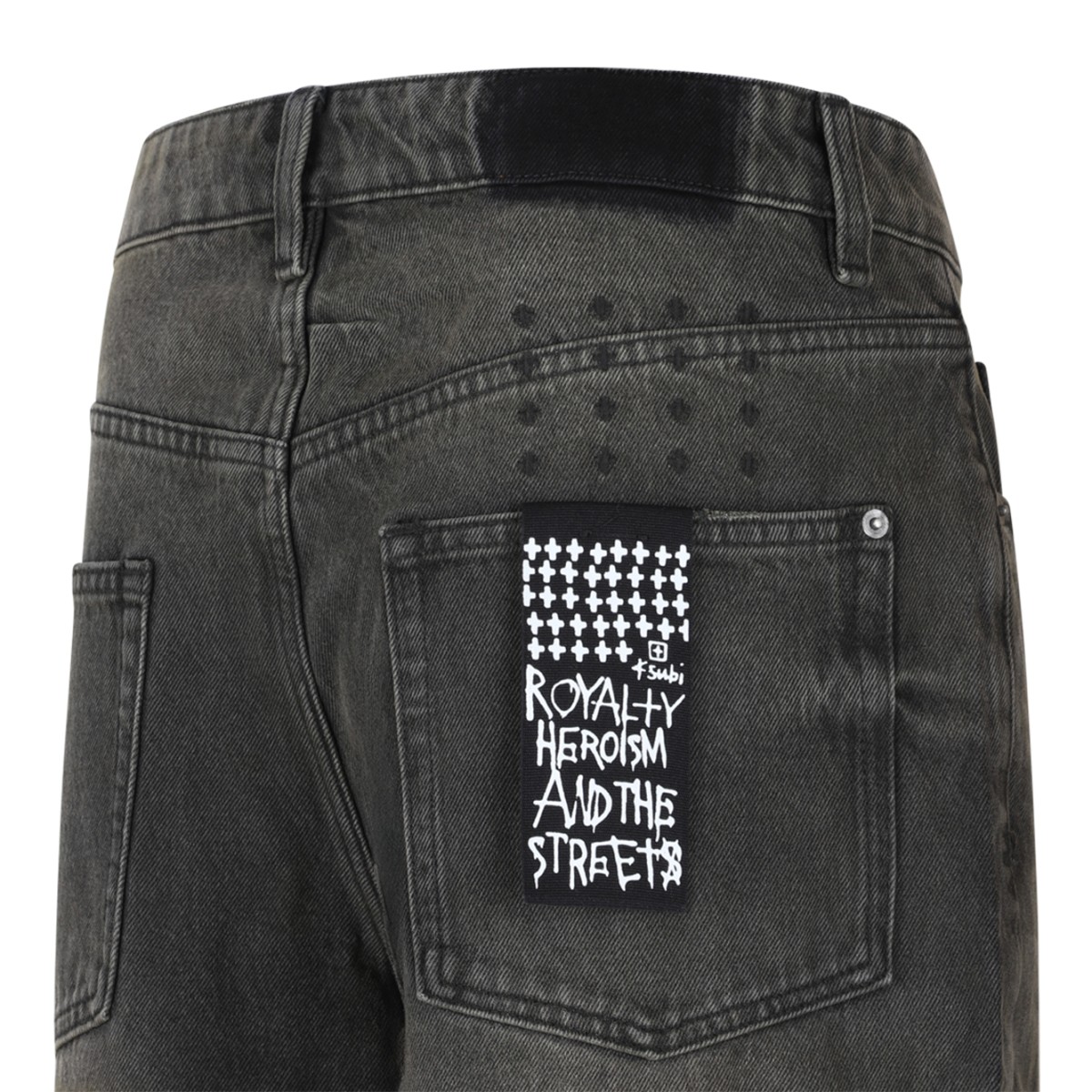 Ksubi Washed Black Wide-Leg Jeans.