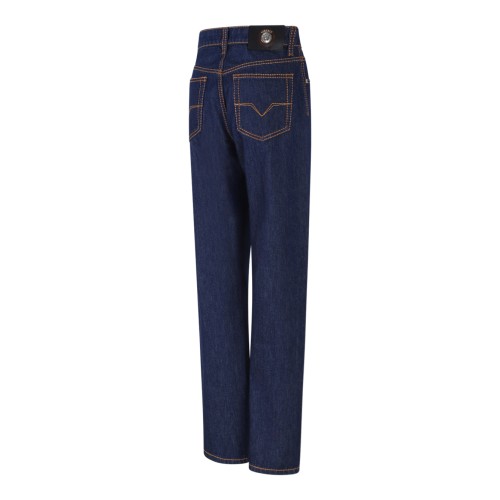 Versace Dark Blue Straight-Leg Jeans.