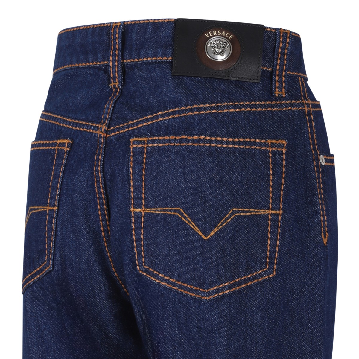 Versace Dark Blue Straight-Leg Jeans.