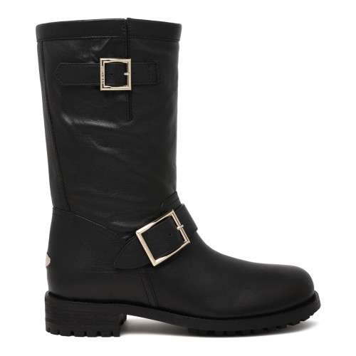 Jimmy Choo Black Leather Biker Boots.