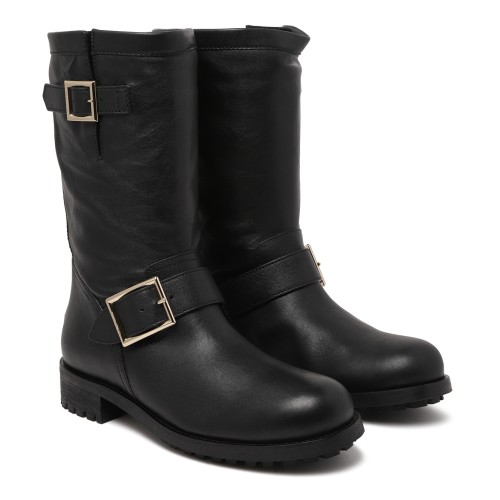 Jimmy Choo Black Leather Biker Boots. 2