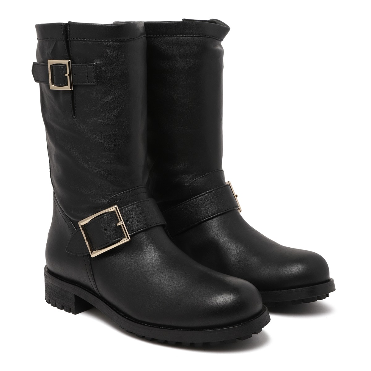 Jimmy Choo Black Leather Biker Boots.