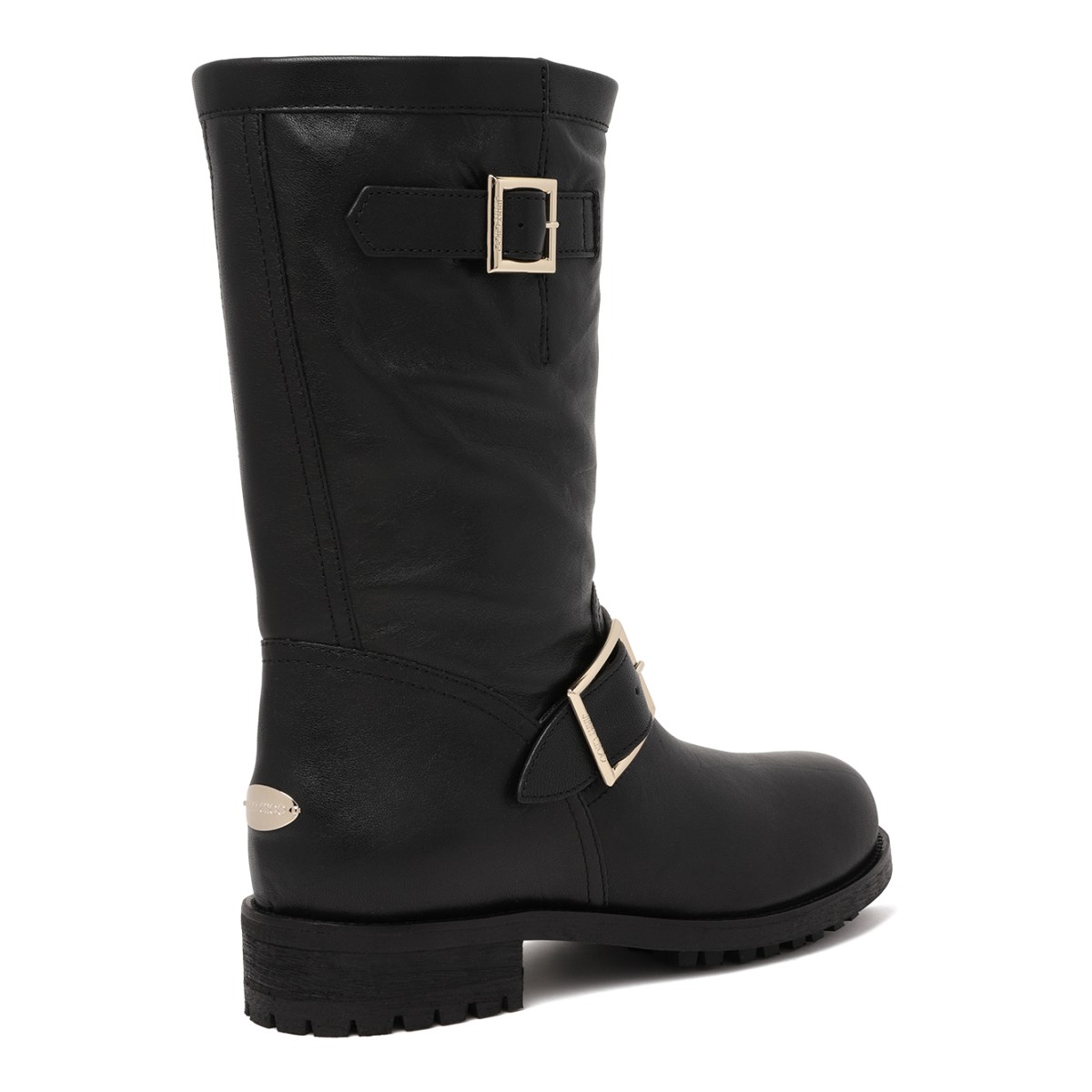 Jimmy Choo Black Leather Biker Boots.