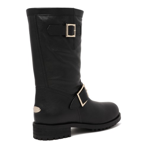 Jimmy Choo Black Leather Biker Boots.