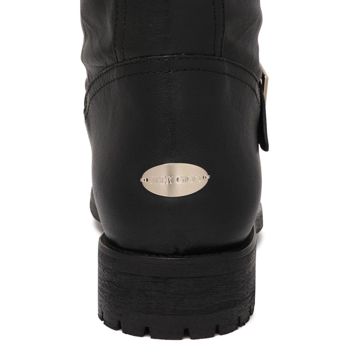 Jimmy Choo Black Leather Biker Boots.