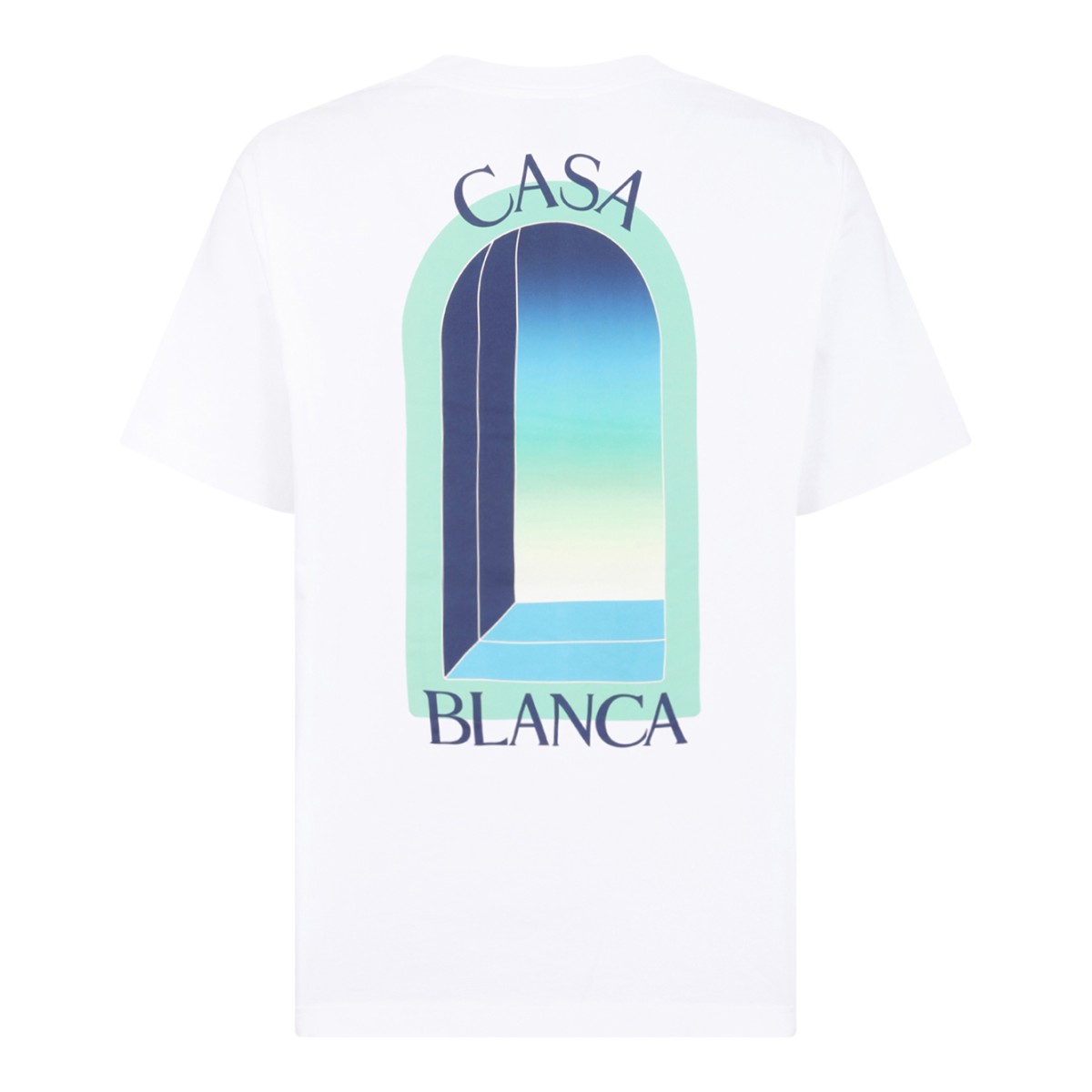 Casablanca White Cotton Graphic T-Shirt.