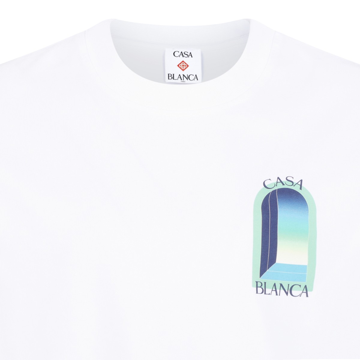 Casablanca White Cotton Graphic T-Shirt.
