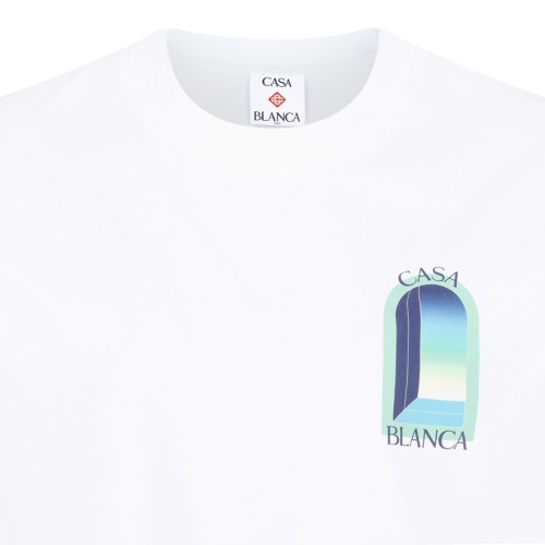 Casablanca White Cotton Graphic T-Shirt.