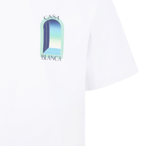 Casablanca White Cotton Graphic T-Shirt.