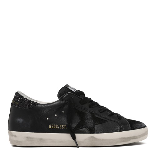 Golden Goose Super-Star Black Leather Sneakers.