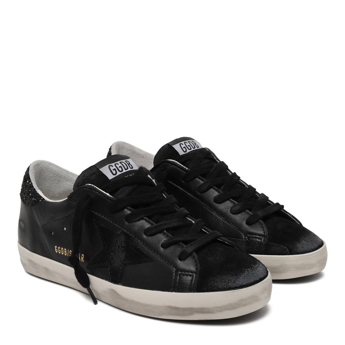 Golden Goose Super-Star Black Leather Sneakers.