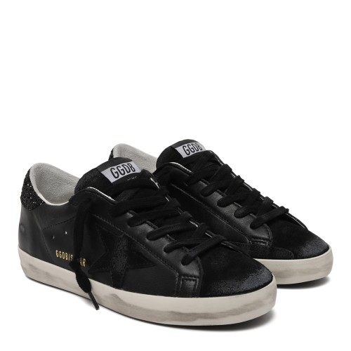Golden Goose Super-Star Black Leather Sneakers.