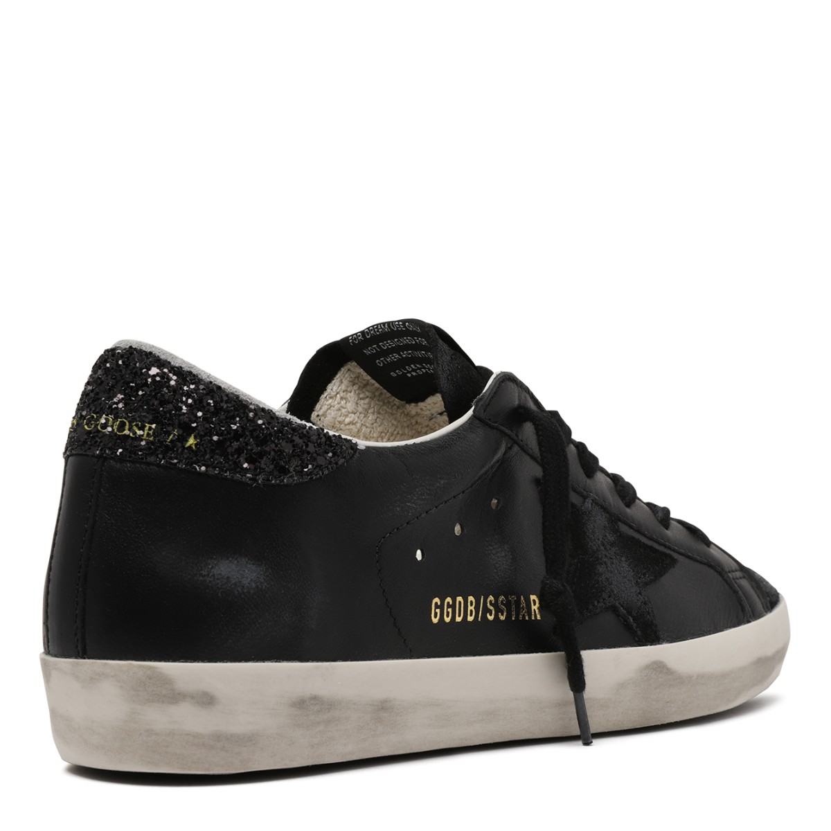 Golden Goose Super-Star Black Leather Sneakers.