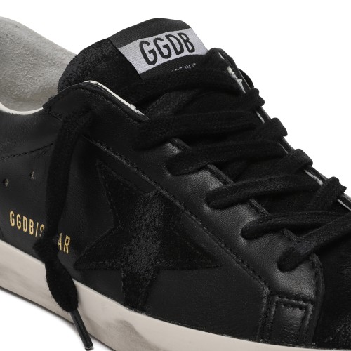Golden Goose Super-Star Black Leather Sneakers.