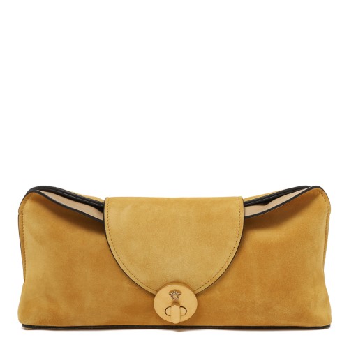Versace Camel Suede Clutch Bag.