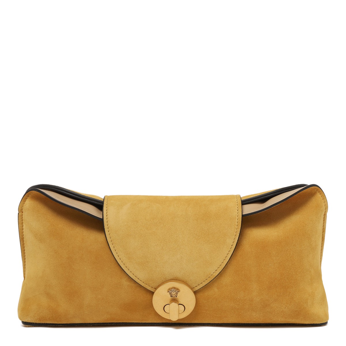 Versace Camel Suede Clutch Bag.