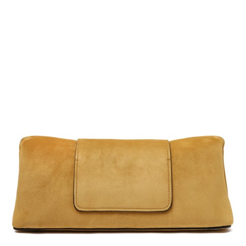 Versace Camel Suede Clutch Bag. 2