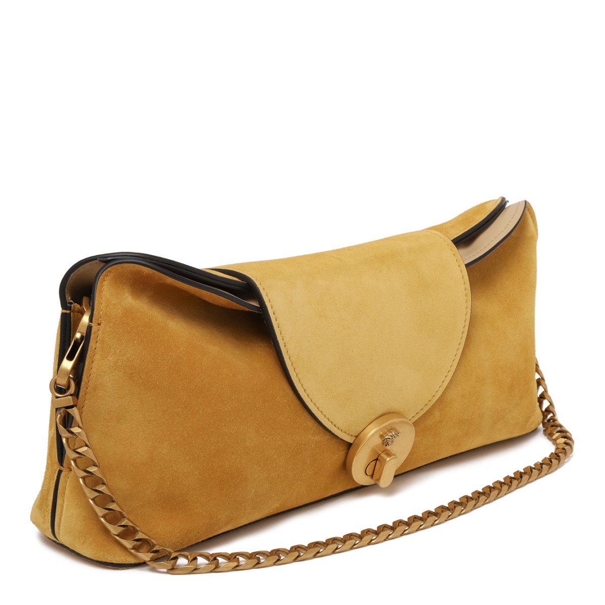 Versace Camel Suede Clutch Bag.