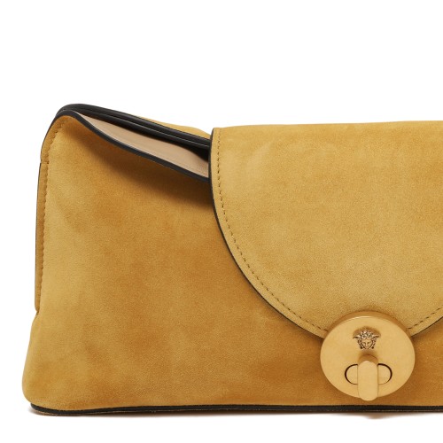 Versace Camel Suede Clutch Bag.
