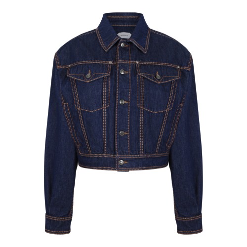 Versace Dark Blue Cropped Denim Jacket.