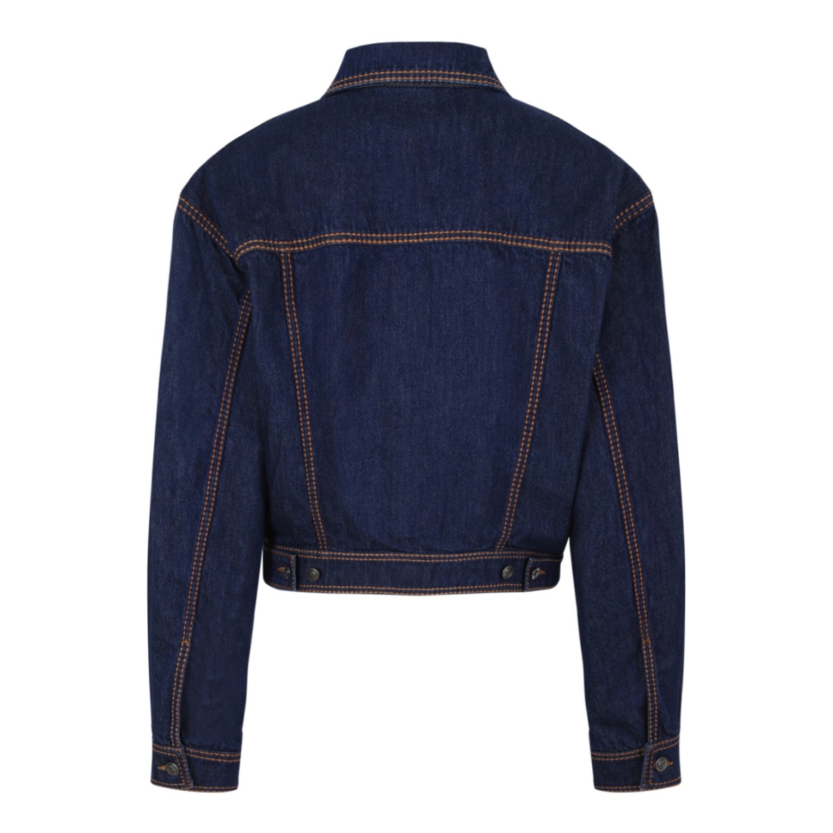Versace Dark Blue Cropped Denim Jacket.