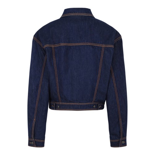Versace Dark Blue Cropped Denim Jacket.