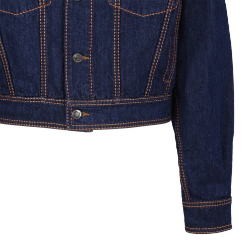 Versace Dark Blue Cropped Denim Jacket.