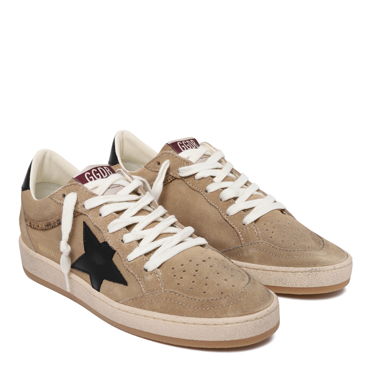 Golden Goose Ball Star Beige Suede Sneakers.