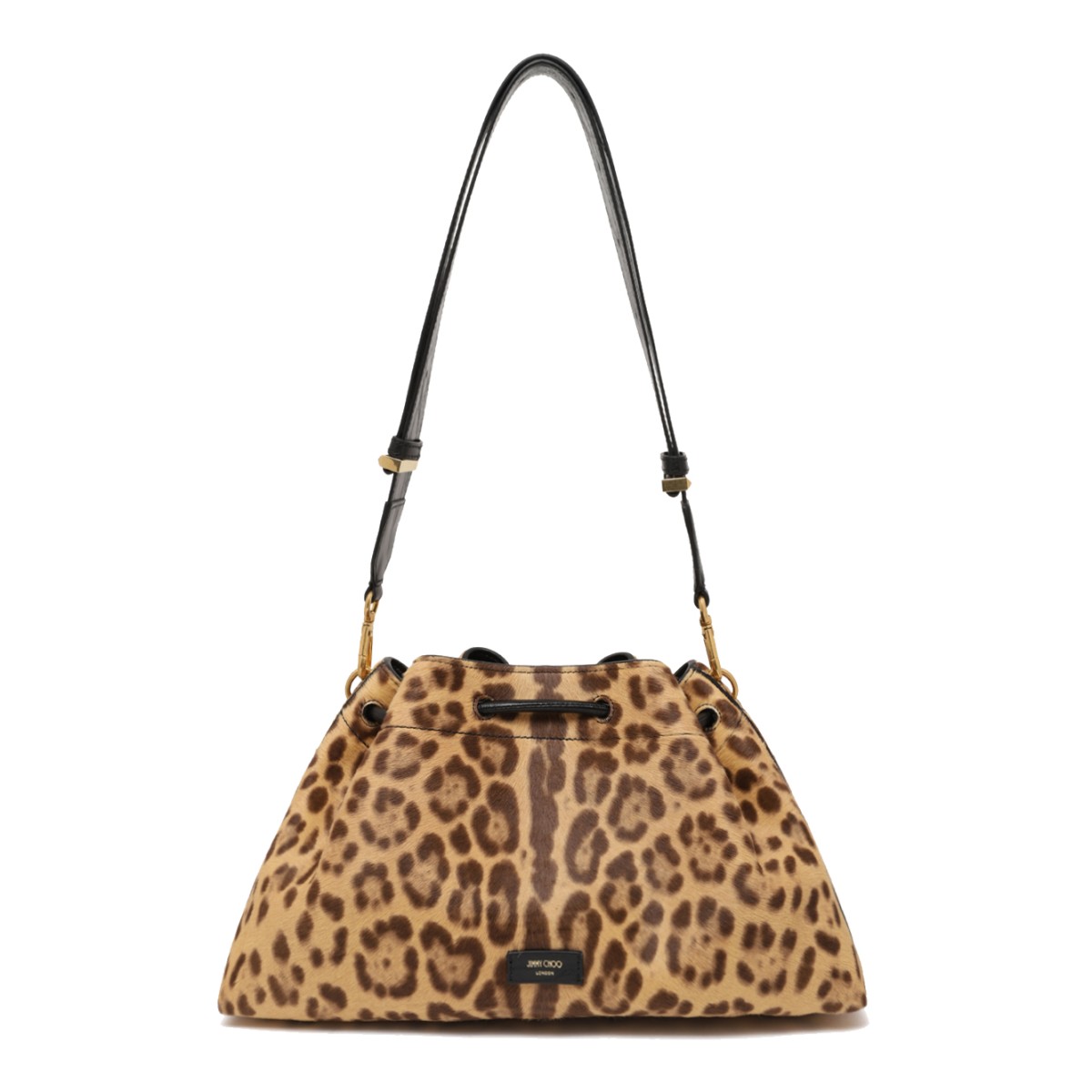 Jimmy Choo Leopard Print Suede Bucket Bag.