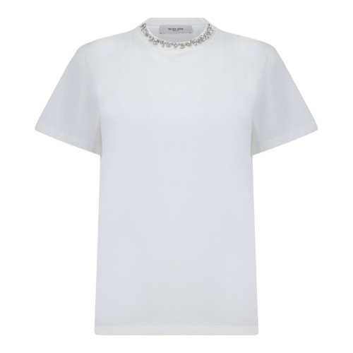 Golden Goose White Cotton Crystal Collar T-Shirt.