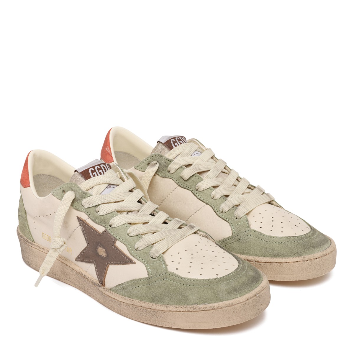 Golden Goose Super-Star Green and White Leather Sneakers.