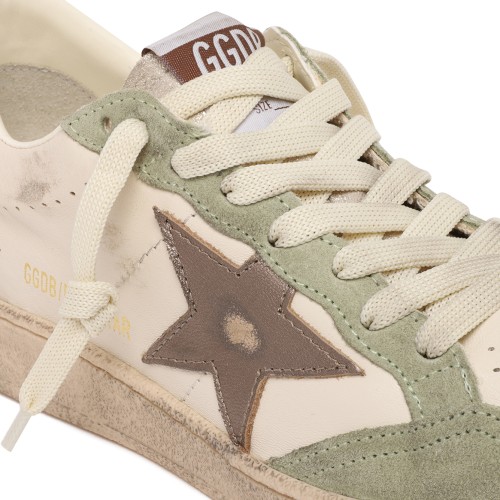 Golden Goose Super-Star Green and White Leather Sneakers.