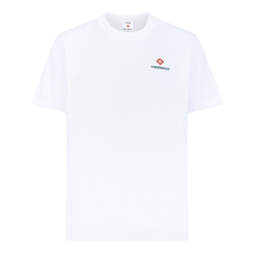 Casablanca White Cotton Logo T-Shirt.