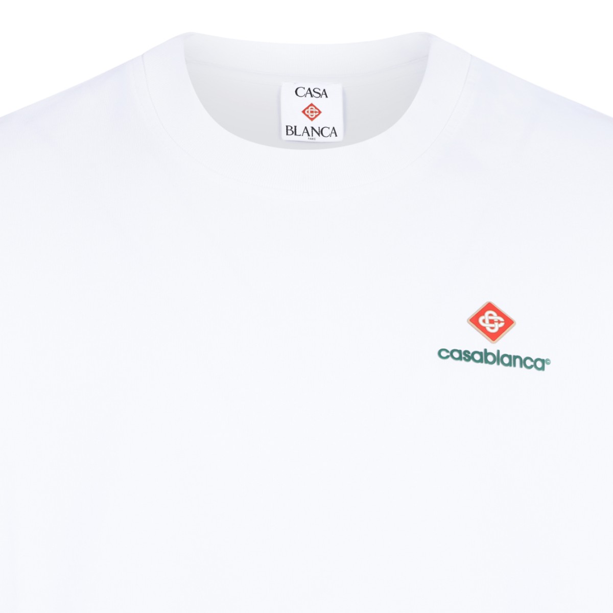 Casablanca White Cotton Logo T-Shirt.