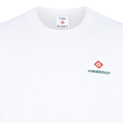 Casablanca White Cotton Logo T-Shirt.