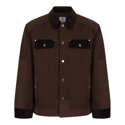 Casablanca Brown Contrast-Trim Jacket.