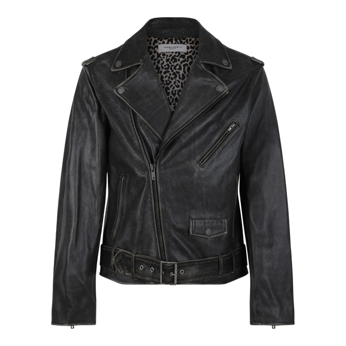 Golden Goose Black Leather Biker Jacket.