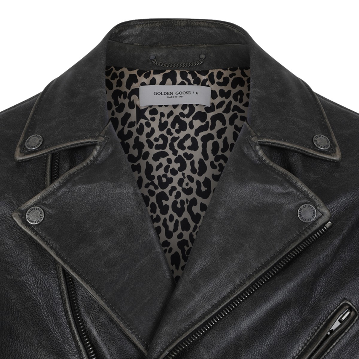 Golden Goose Black Leather Biker Jacket.