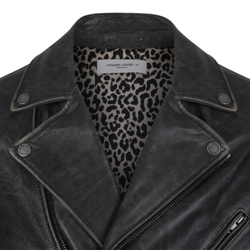 Golden Goose Black Leather Biker Jacket.
