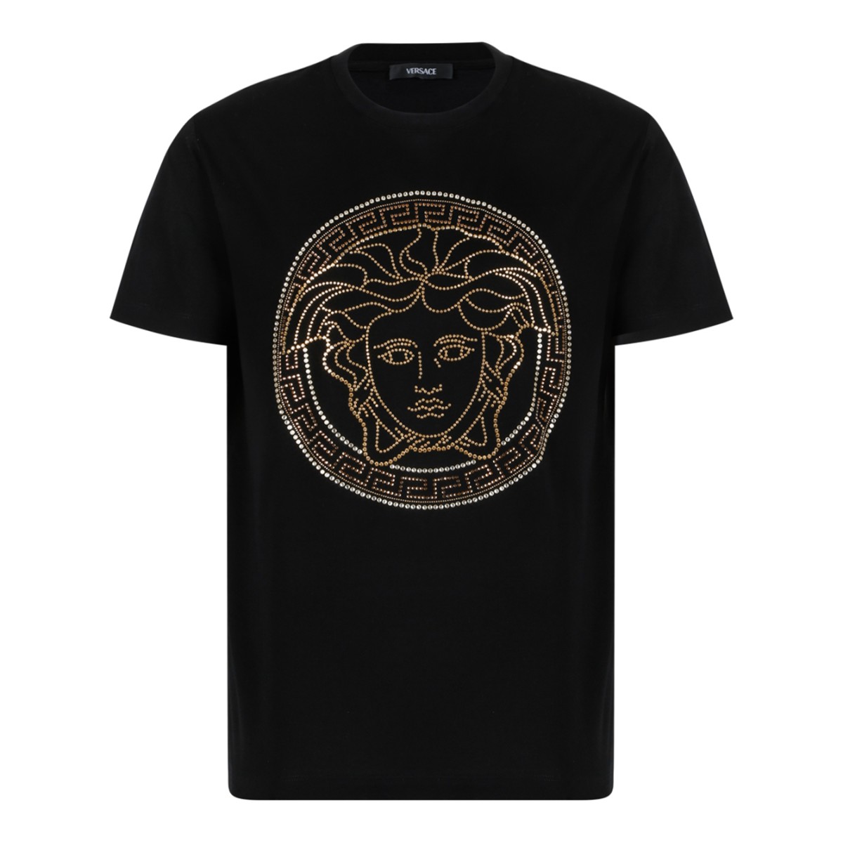 Versace Black Medusa Embroidered T-Shirt.
