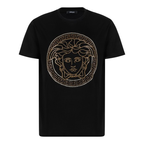 Versace Black Medusa Embroidered T-Shirt.