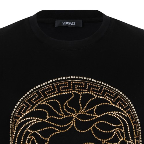 Versace Black Medusa Embroidered T-Shirt.