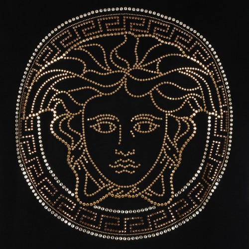 Versace Black Medusa Embroidered T-Shirt.
