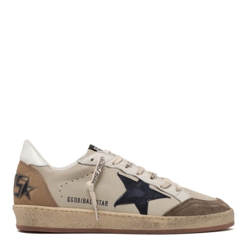 Golden Goose Ball Star White and Beige Leather Sneakers.