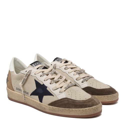 Golden Goose Ball Star White and Beige Leather Sneakers. 2