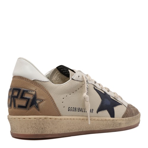 Golden Goose Ball Star White and Beige Leather Sneakers.