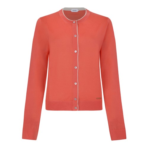 Versace Coral Contrast-Trim Cardigan.