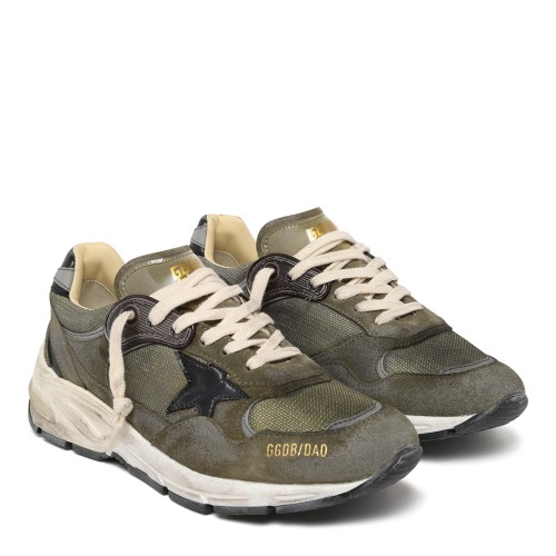 Golden Goose Running Sole Olive Leather Sneakers. 2
